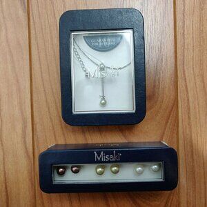 Misaki Pearl Pendant Necklace And Earrings Boxed Set Handmade Glass NEW